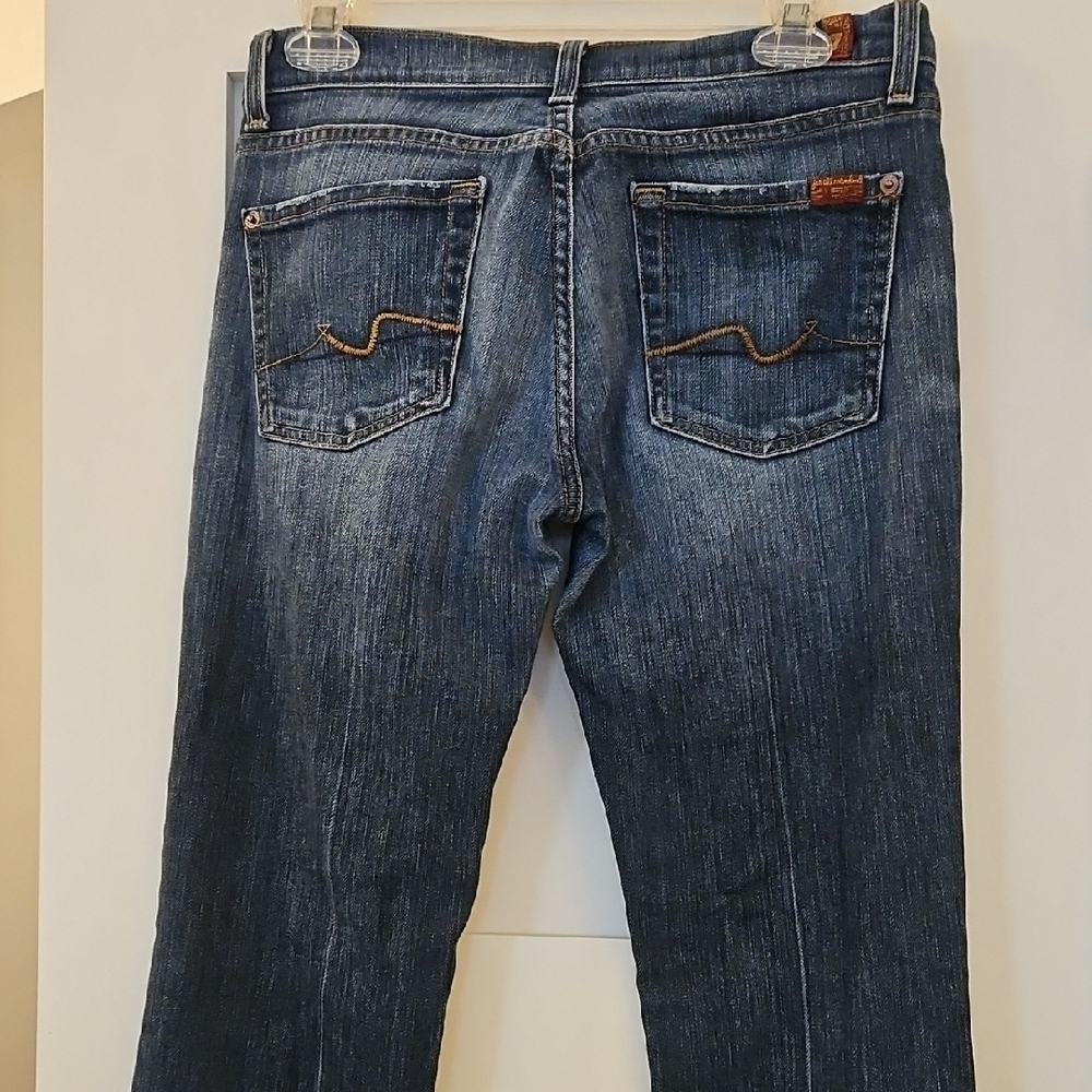 7 For All Mankind Women's Dark Blue Boot Cut Jeans - Picture 3 of 4